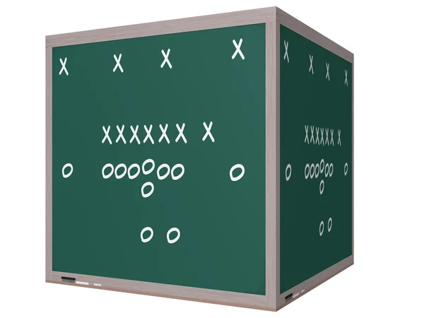 Football Play on a 3D cube Chalkboard — Stock Photo, Image