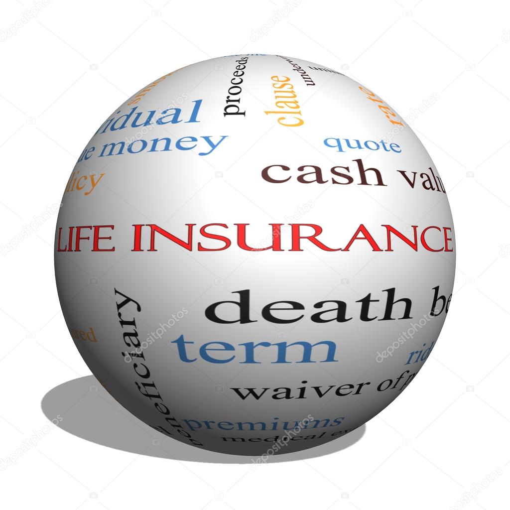 Life Insurance Word Cloud Concept on a 3D Sphere