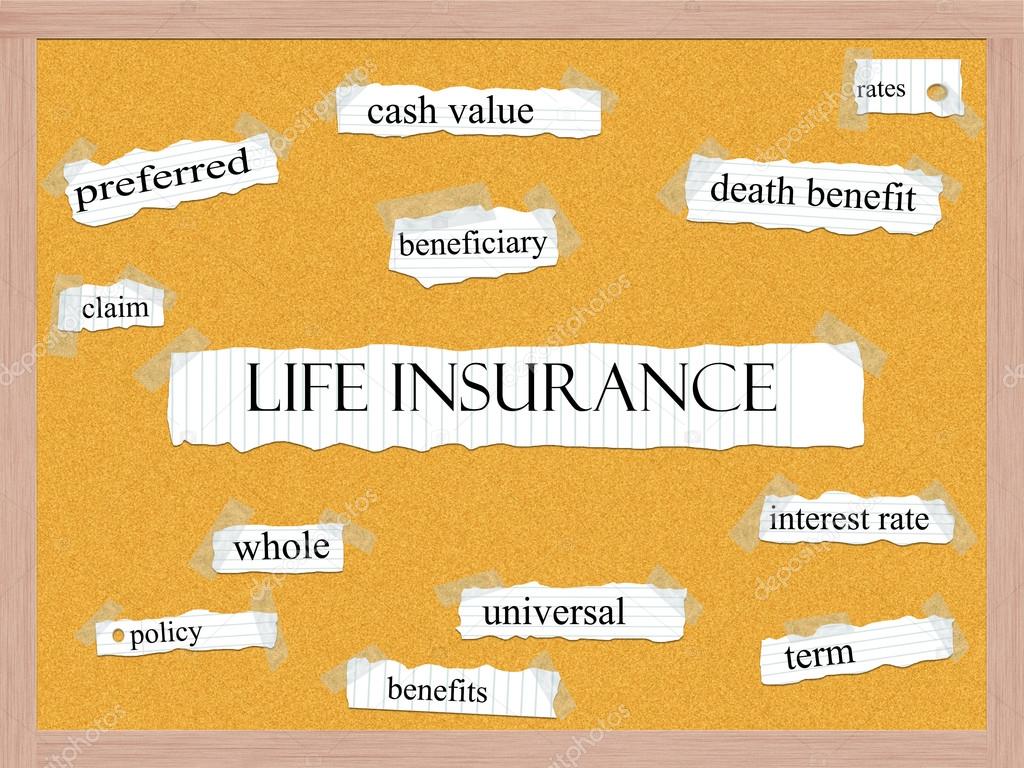 Life Insurance Corkboard Word Concept