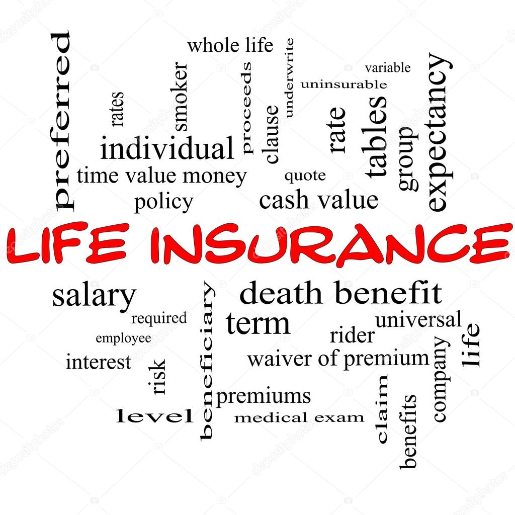 Life Insurance Word Cloud Concept on a Blackboard