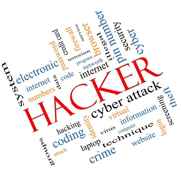 Hacker Word Cloud Concept Angled — Stock Photo, Image