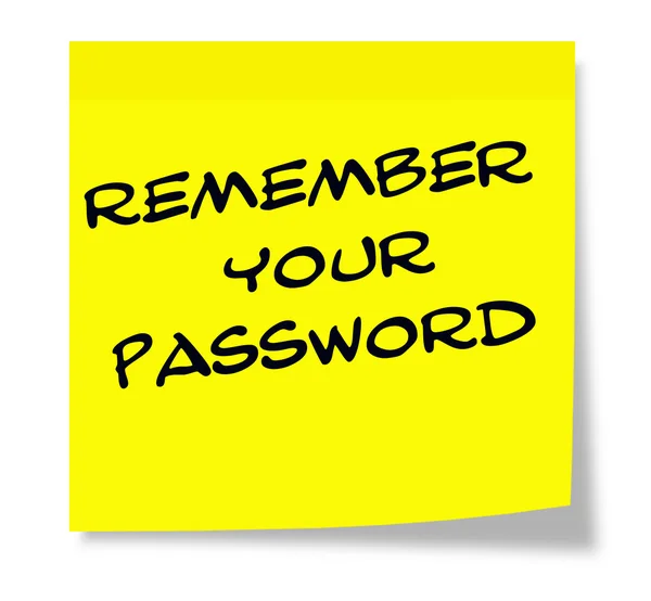 记住您的密码写在黄色便笺 — 图库照片