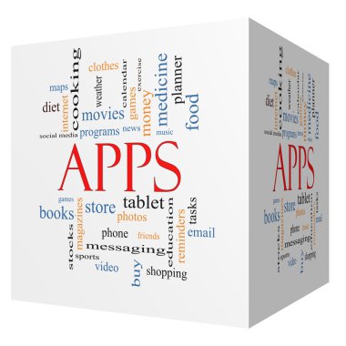 Apps 3d küp kelime bulutu kavramı