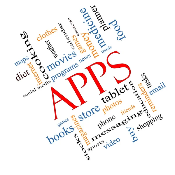 Apps Word Cloud Concept Angled — Stock Photo, Image