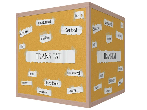 Trans λιπαρά 3d κύβο corkboard λέξη έννοια — Φωτογραφία Αρχείου