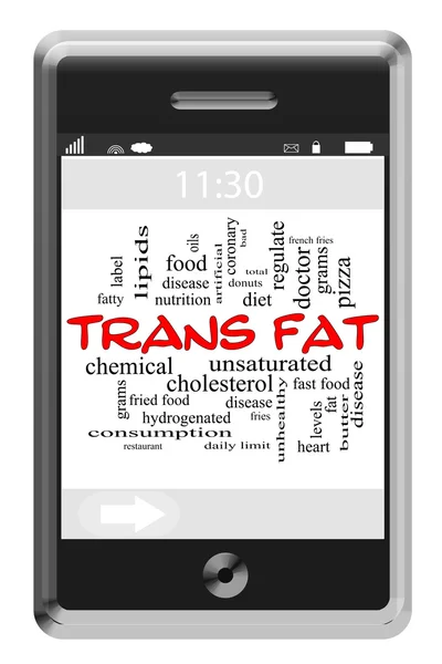 Trans Fat Word Cloud Concept on Touchscreen Phone — Stock Photo, Image