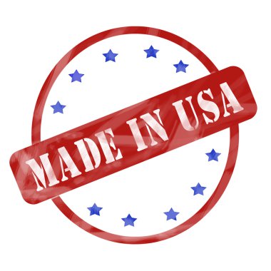 Kırmızı ve mavi yapılan ABD damga daire ve yıldız yıpranmış