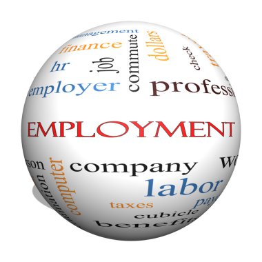 istihdam 3d küre kelime bulutu kavramı