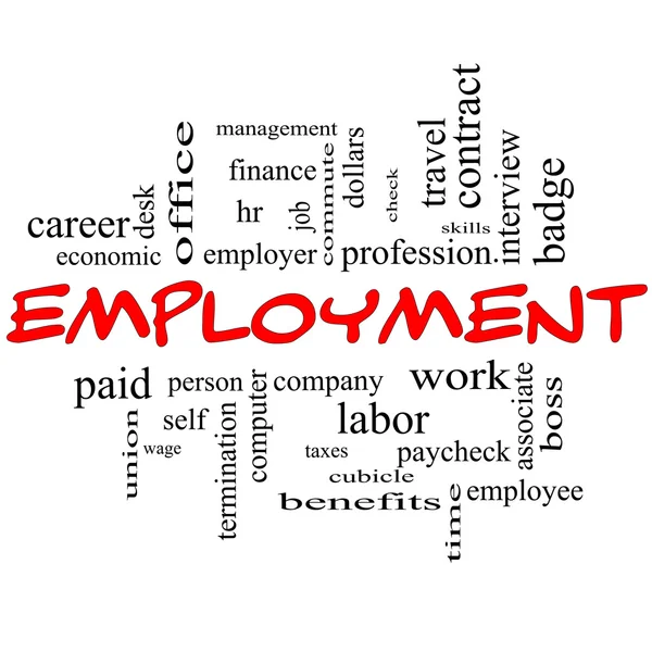 Employment Word Cloud Concept in red caps — Stock Photo, Image