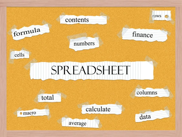 Spreadsheet Corkboard Word Concept — Stock Photo, Image