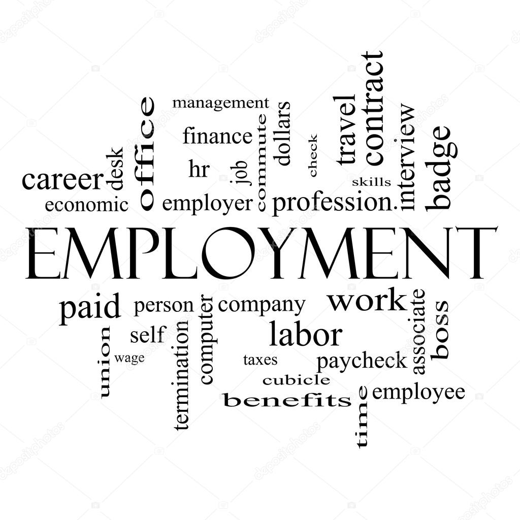 Employment Word Cloud Concept in Black and White