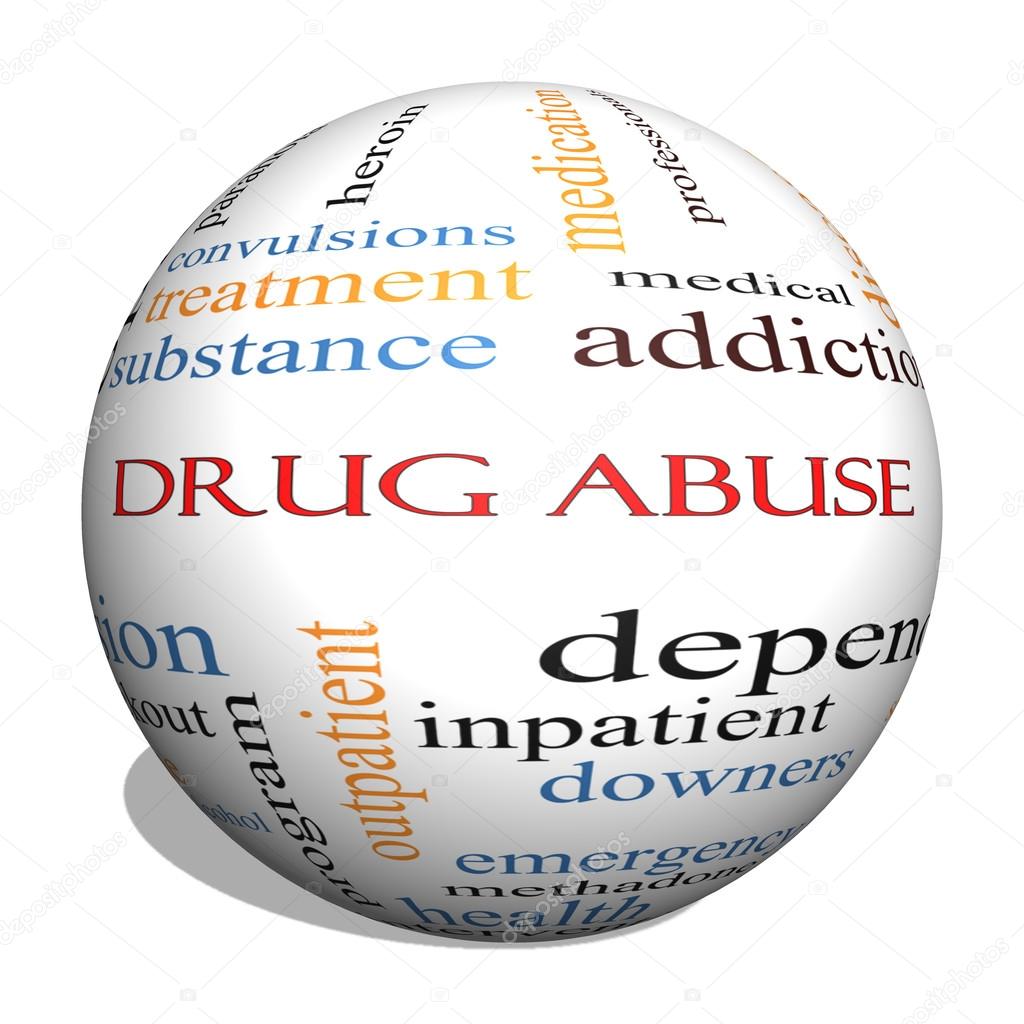 Drug Abuse 3D Sphere Word Cloud Concept