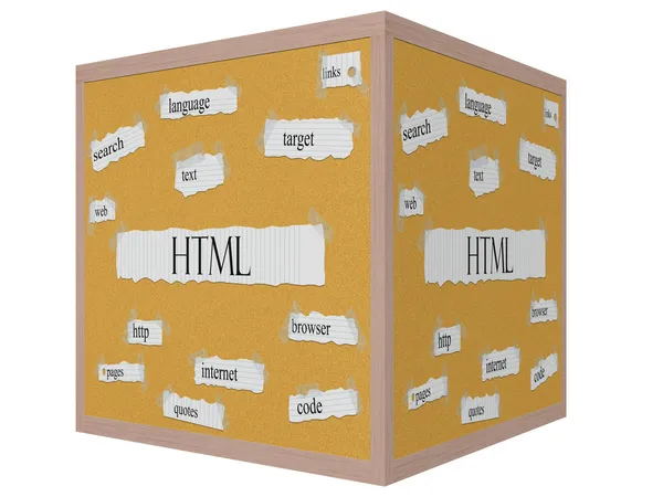 Html 3d 多维数据集软木砖词概念 — 图库照片