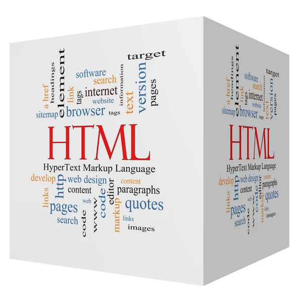 HTML 3D cubo Word Cloud Concept — Fotografia de Stock