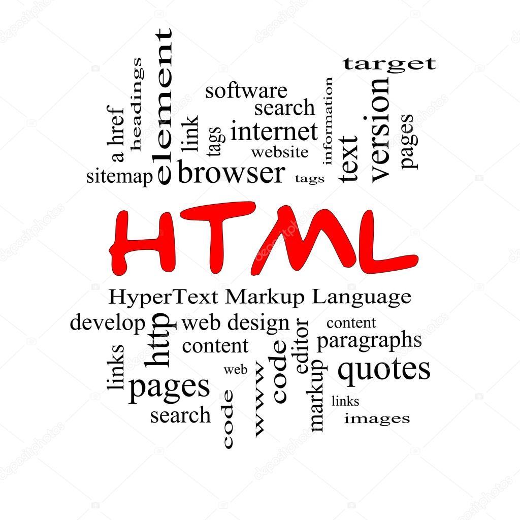HTML Word Cloud Concept in red caps