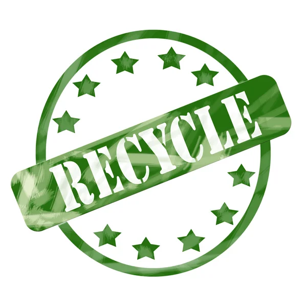 Круг и звёзды почтовой марки "Green Weathered Recycle" — стоковое фото