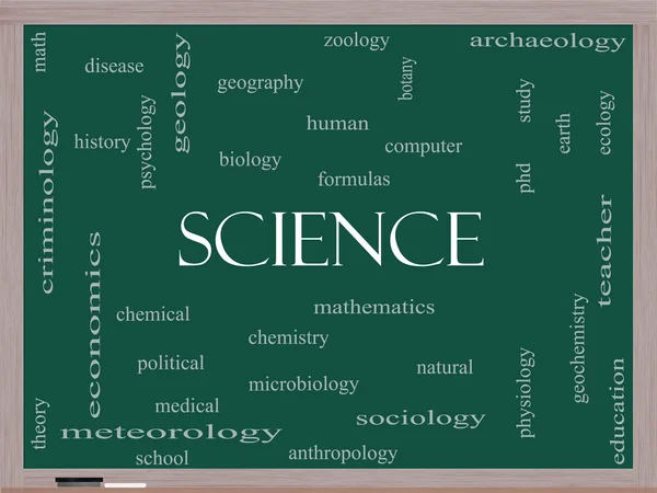 Science Word Cloud Concept on a Blackboard — Stock Photo, Image