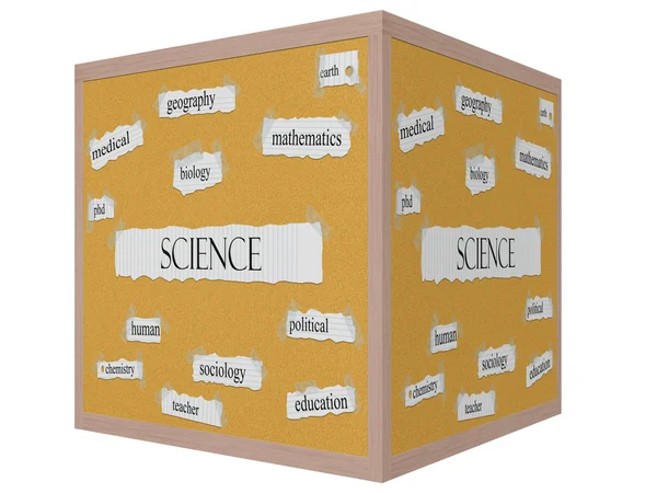 Science 3D Cube Corkboard Word Concept — Stock Photo, Image