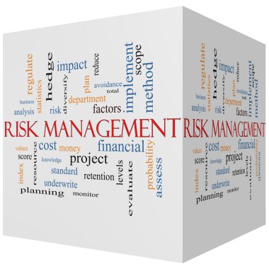 risk yönetimi 3d küp kelime bulutu kavramı