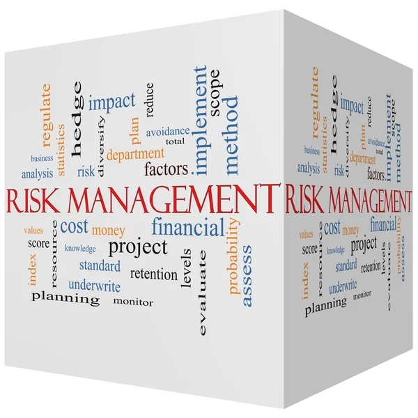 Risk Management 3D cube Word Cloud Concept — Stock Photo, Image