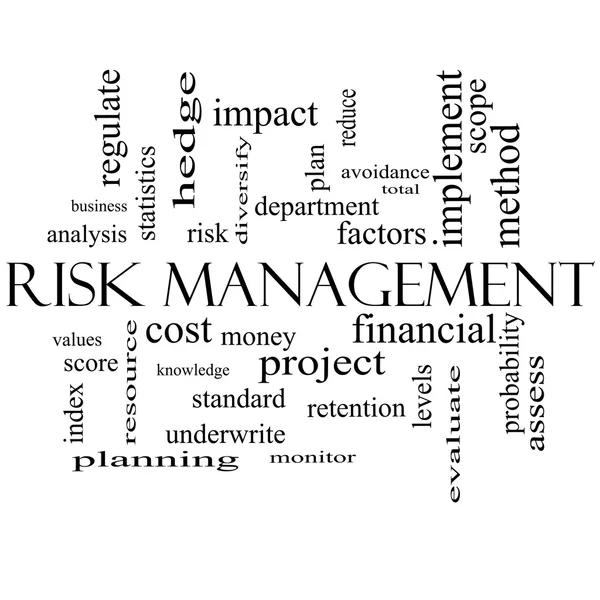 Risk Management Word Cloud Concept in black and white — Stock Photo, Image