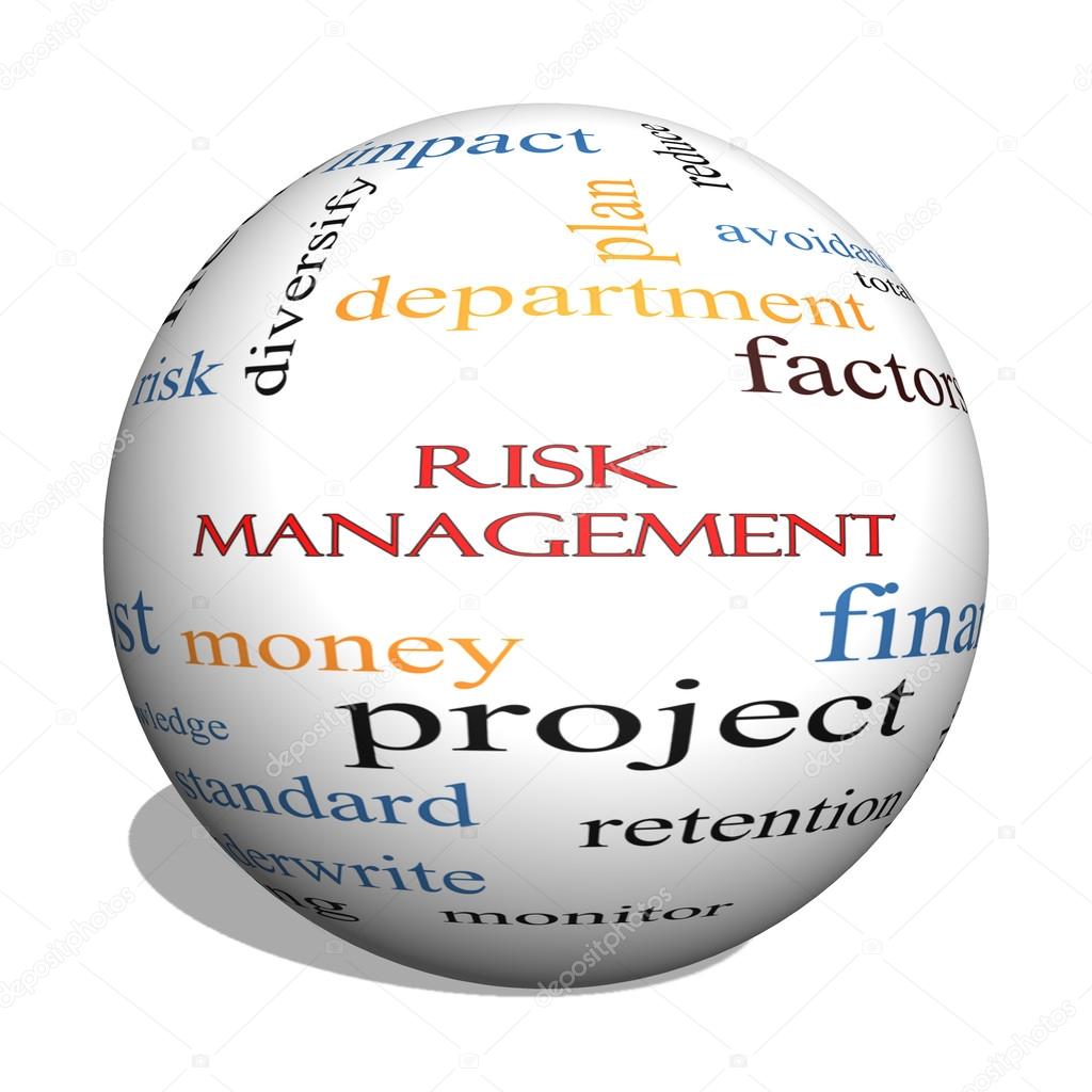 Risk Management 3D sphere Word Cloud Concept