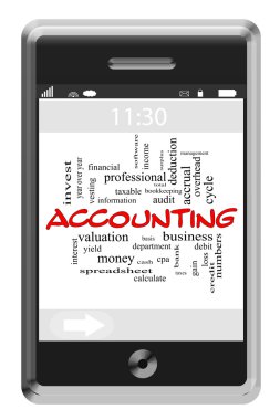 kelime bulutu kavramı üzerinde dokunmatik telefon muhasebe