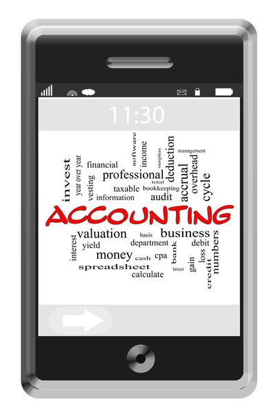 Accounting Word Cloud Concept on Touchscreen Phone