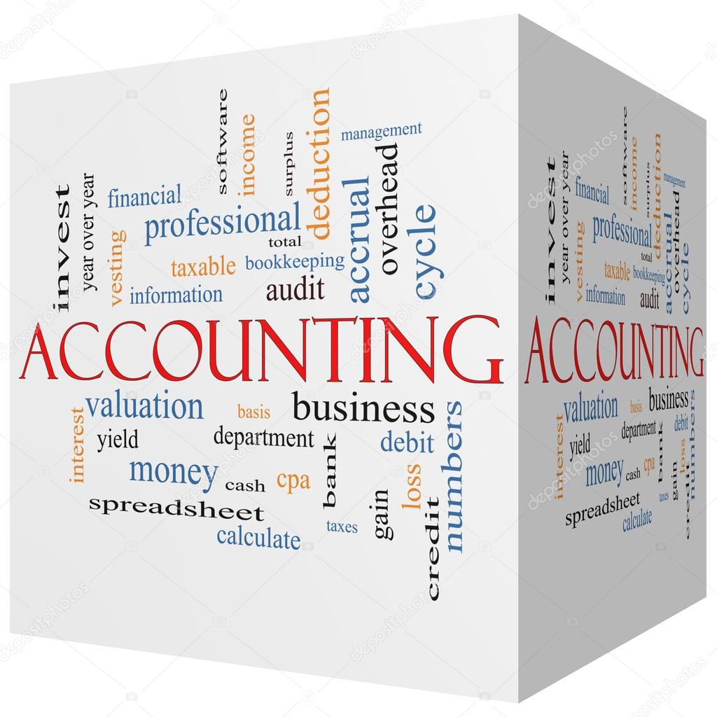 Accounting 3D Cube Word Cloud Concept