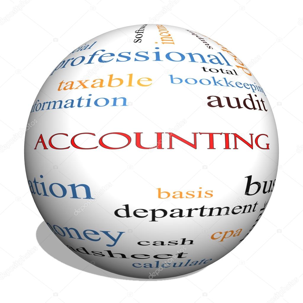 Accounting 3D Sphere Word Cloud Concept