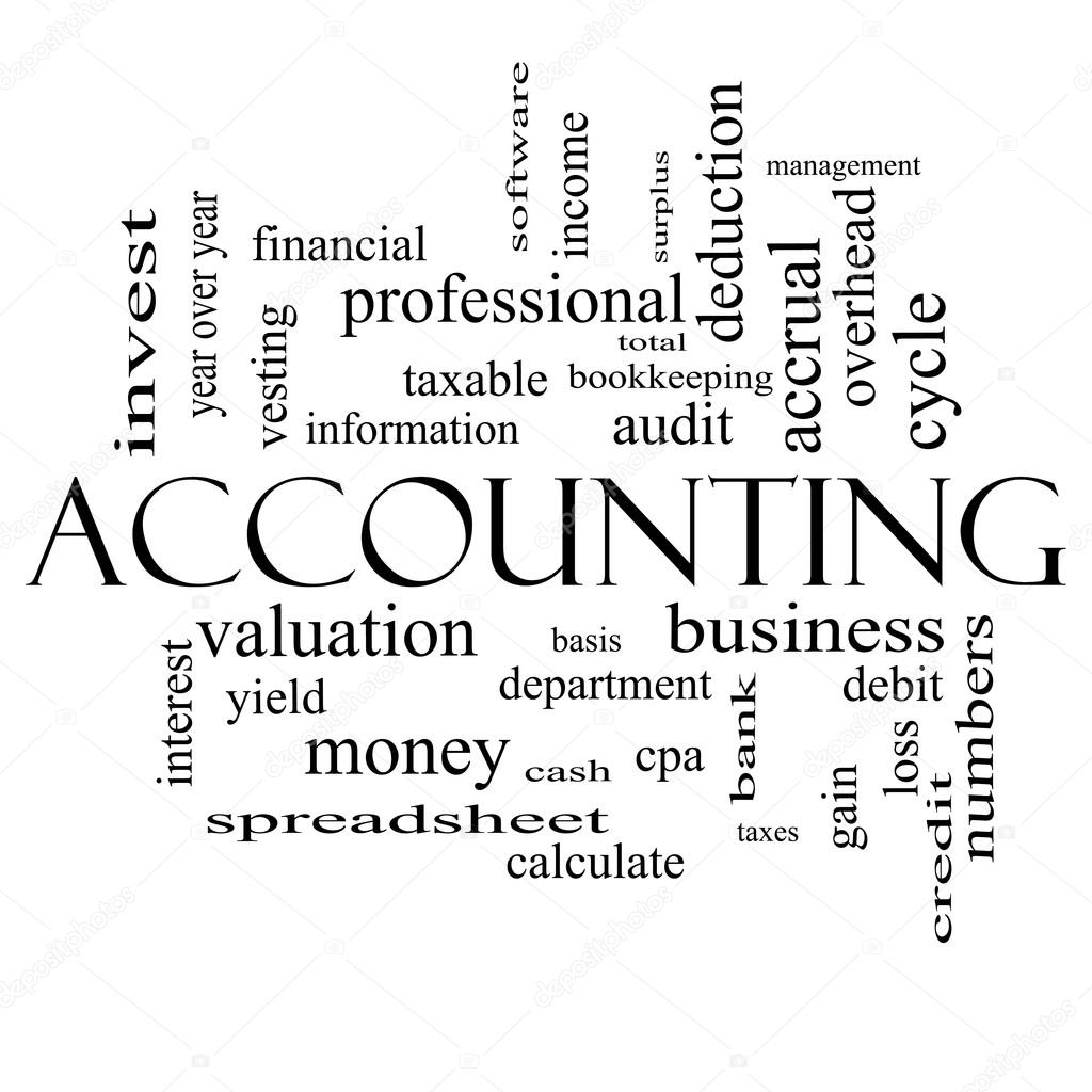 Accounting Word Cloud Concept in black and white