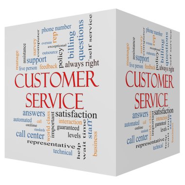 Customer Service 3D cube Word Cloud Concept clipart
