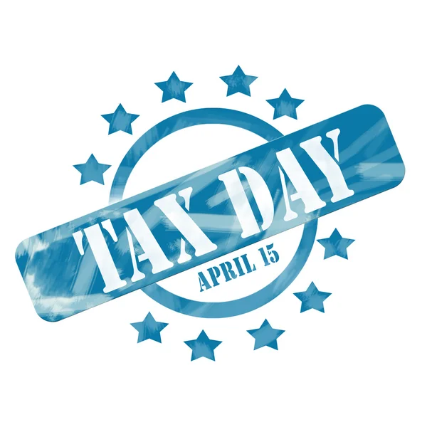 Blue Weathered Tax Day 15 de abril Diseño de Círculo de Sellos y Estrellas — Foto de Stock