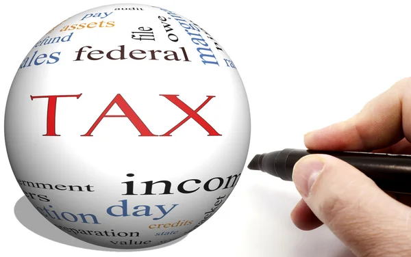 Hand Writing on Tax Circle word concept — Stock Photo, Image