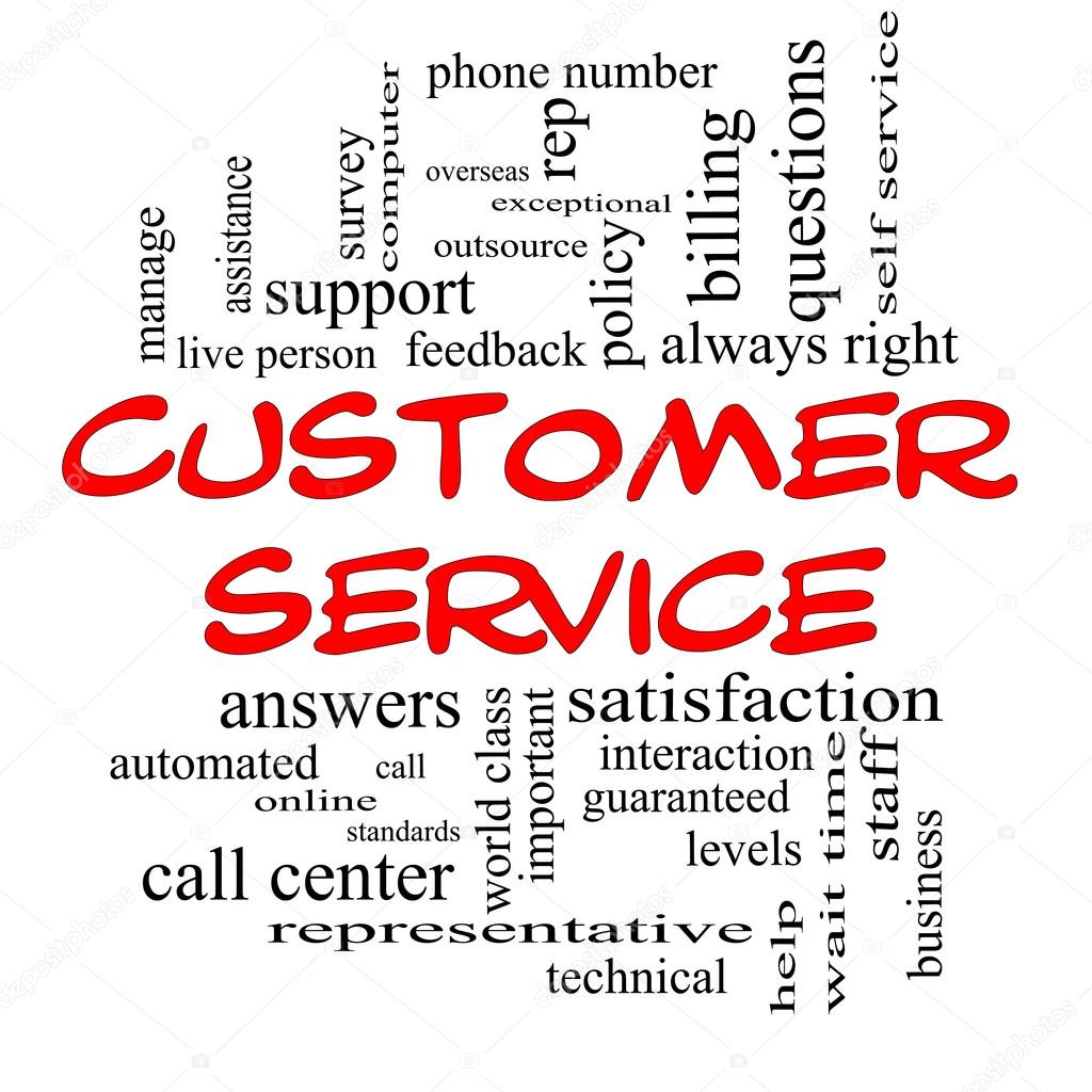 Customer Service Word Cloud Concept in red caps