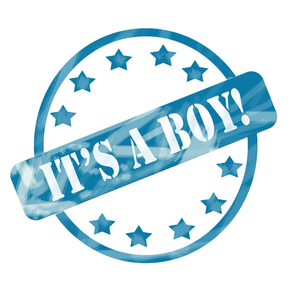 Blue Weathered It's a Boy Stamp Circle and Stars — Stock Photo, Image