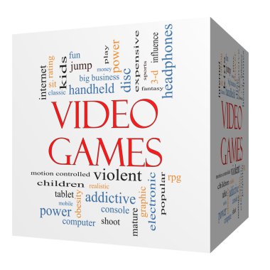 Video Games 3D cube Word Cloud Concept clipart
