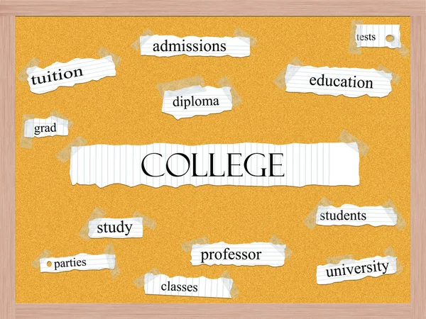 Notion de mot Collège corkboard — Photo