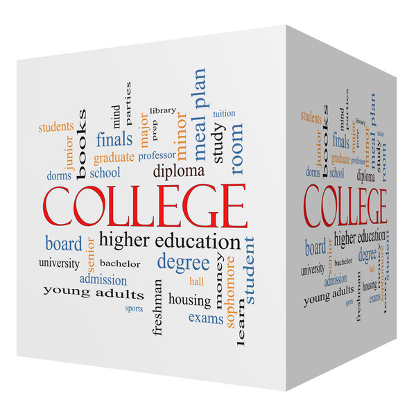 College 3D cube Word Cloud Concept
