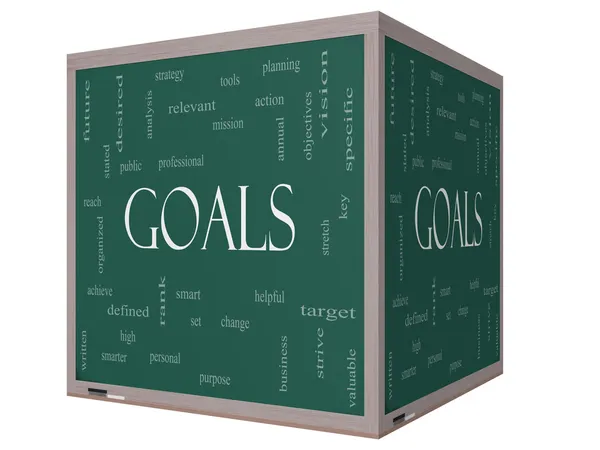 Goals Word на 3D-кубе — стоковое фото