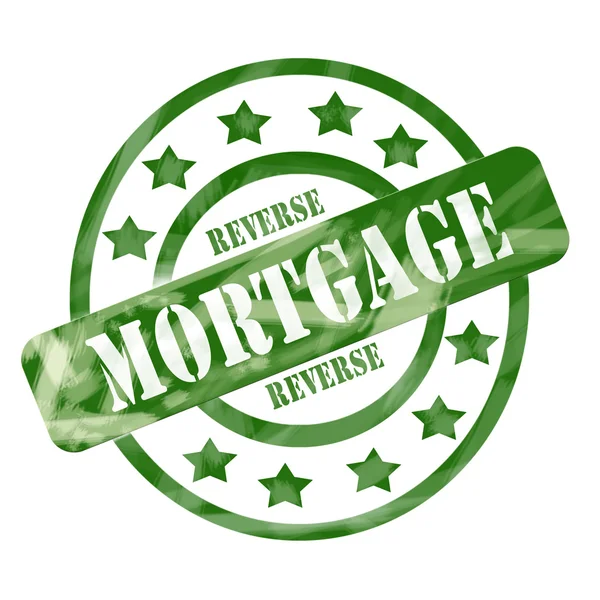 Green Weathered Reverse Mortgage Stamp Circles and Stars — Stock Photo, Image