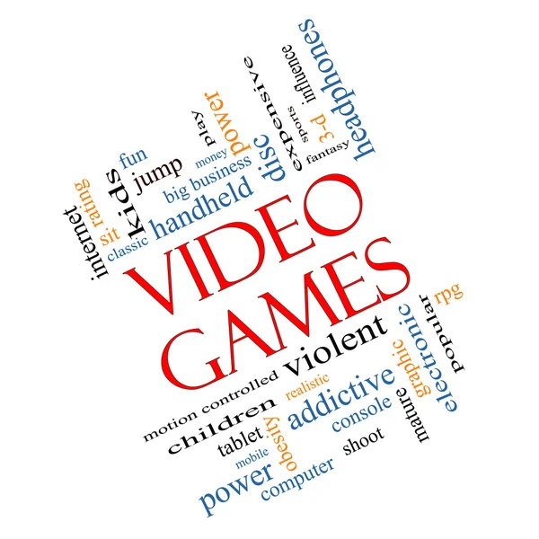 Video Games Word Cloud Concept Angled — Stock Photo, Image