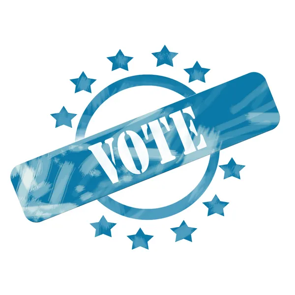 Azul resistido voto sello círculo y estrellas diseño — Foto de Stock