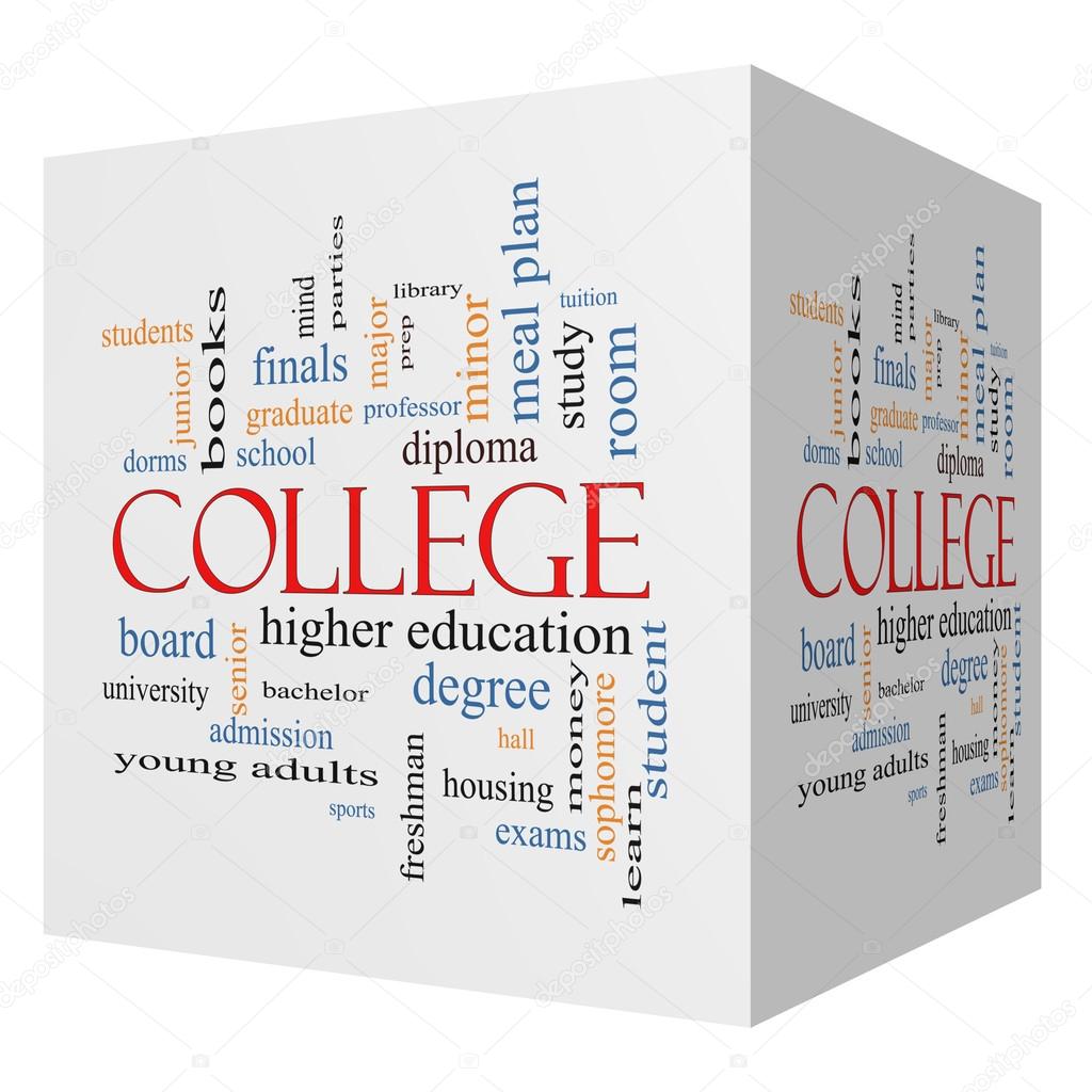 College 3D cube Word Cloud Concept