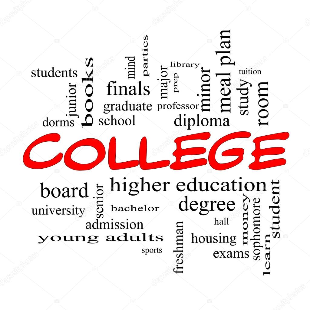 College Word Cloud Concept in red caps