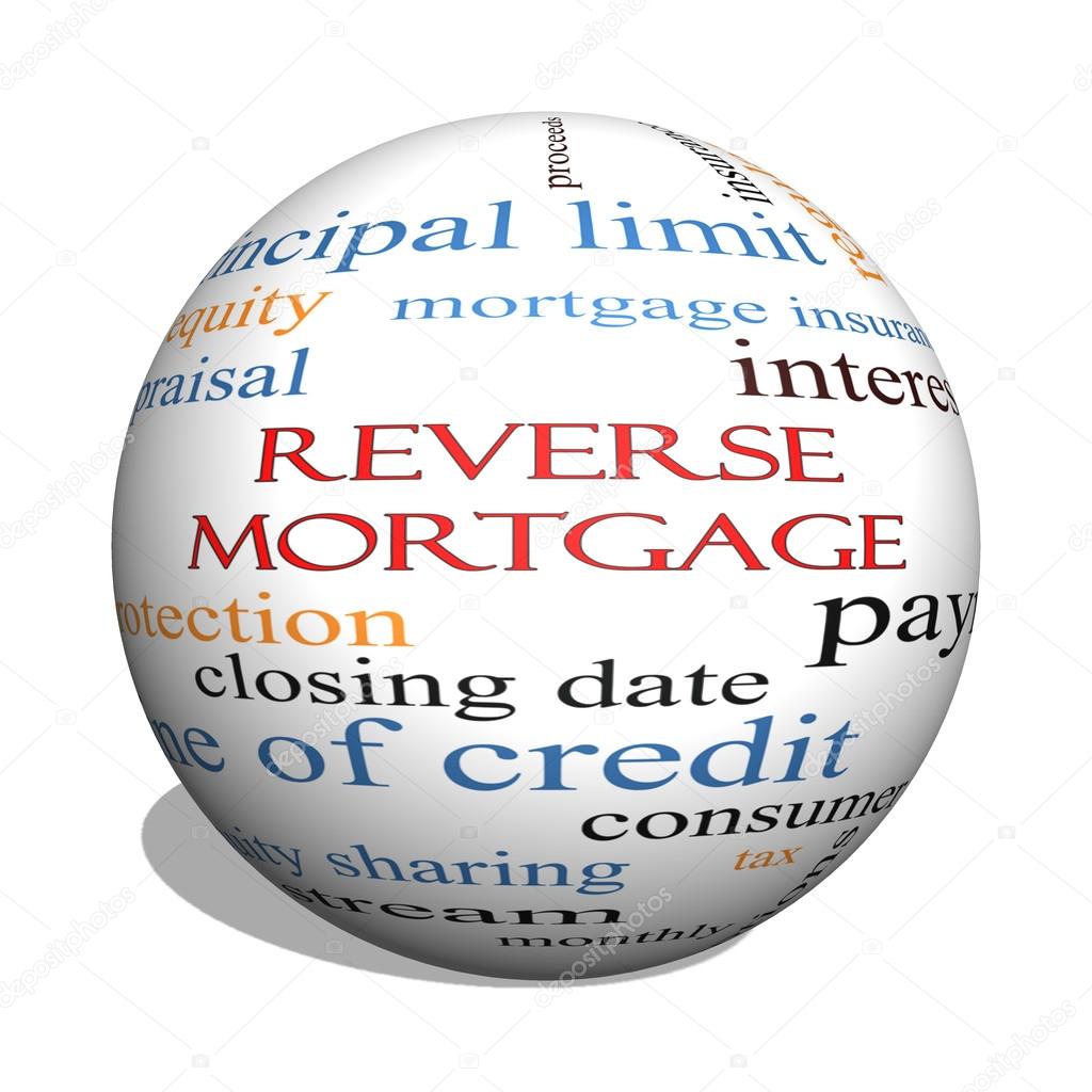 Reverse Mortgage 3D sphere Word Cloud Concept