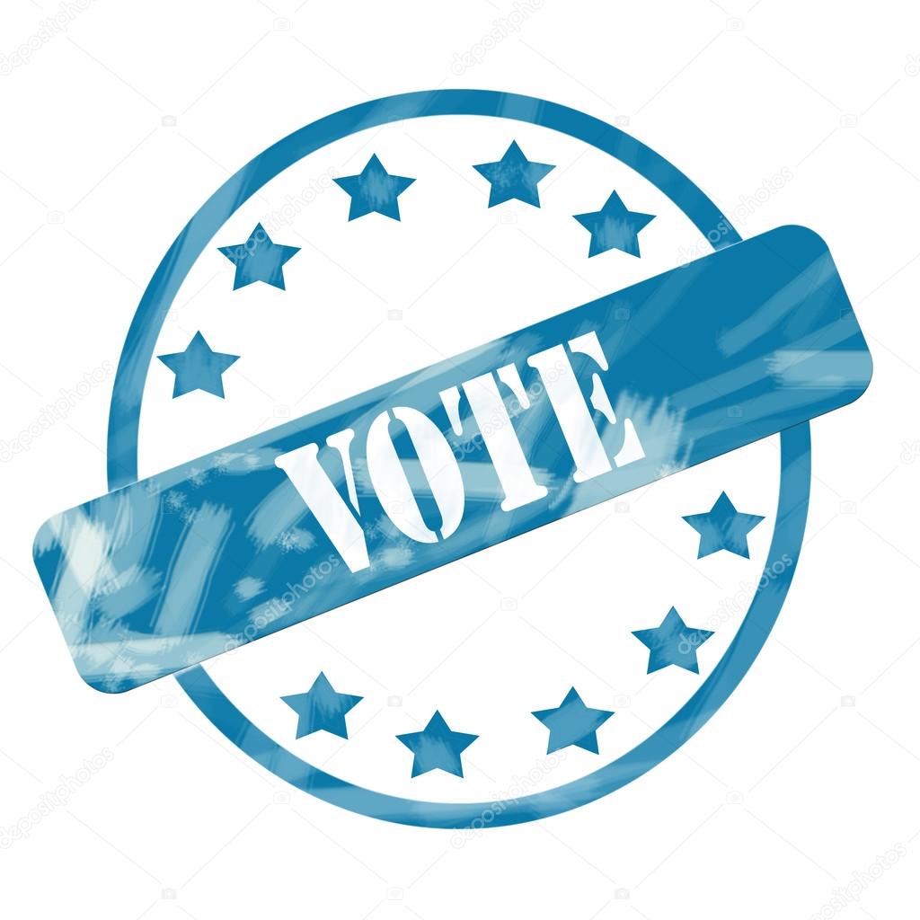 Blue Weathered Vote Stamp Circle and Stars