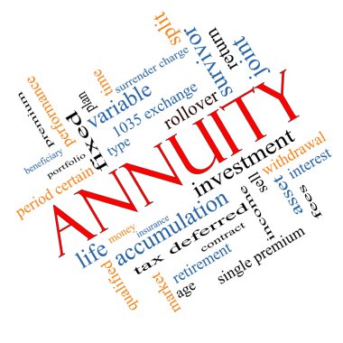 Annuity Word Cloud Concept Angled clipart