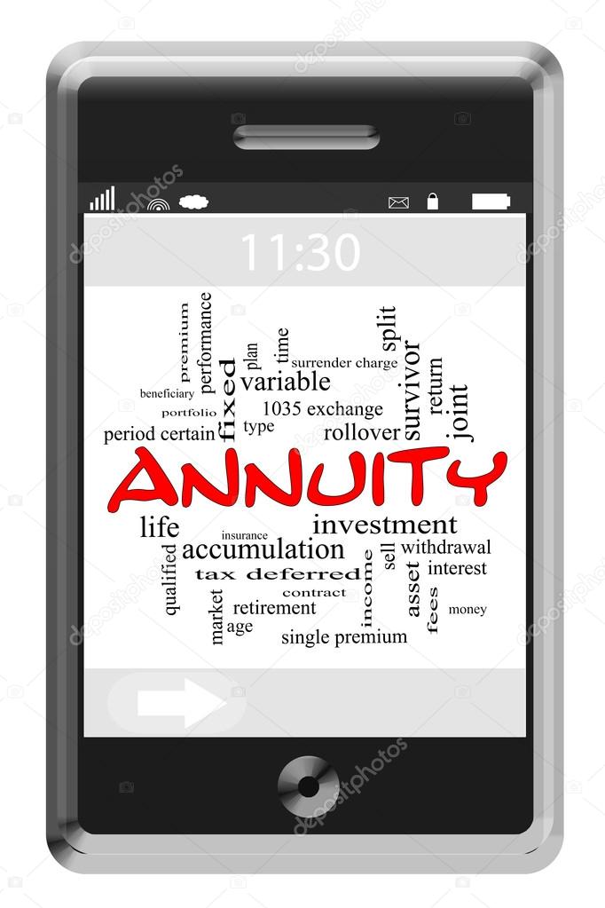 Annuity Word Cloud Concept on Touchscreen Phone