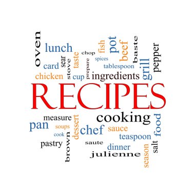 yemek tarifleri kelime bulutu kavramı